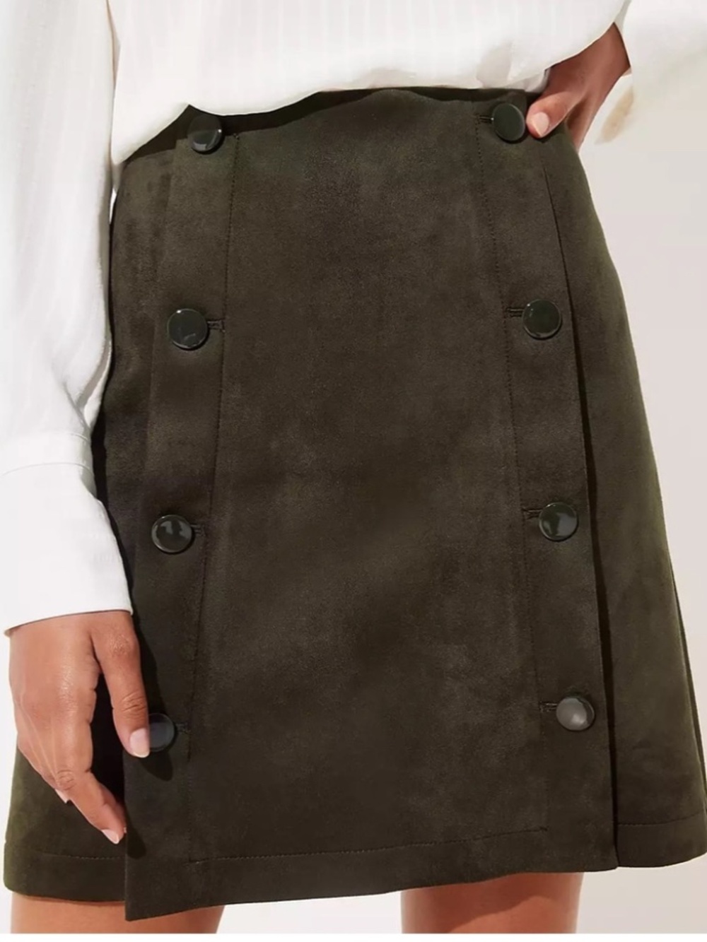 LOFT Faux Suede Sailor Shift Skirt - Picture 1 of 16